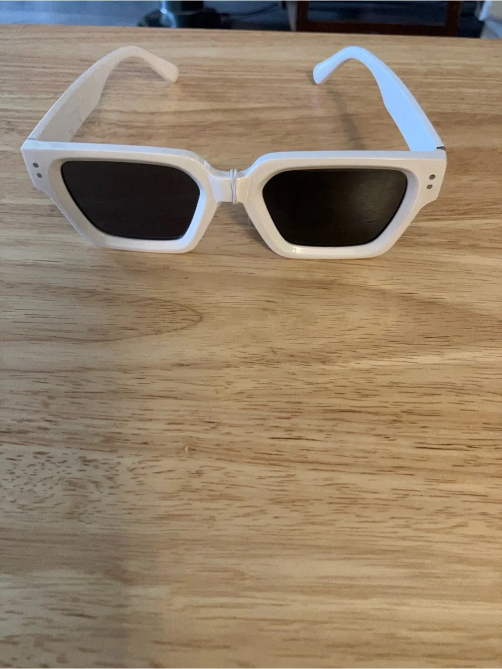 White Square Frame Women's Sunglasses - Polarized Black Lenses